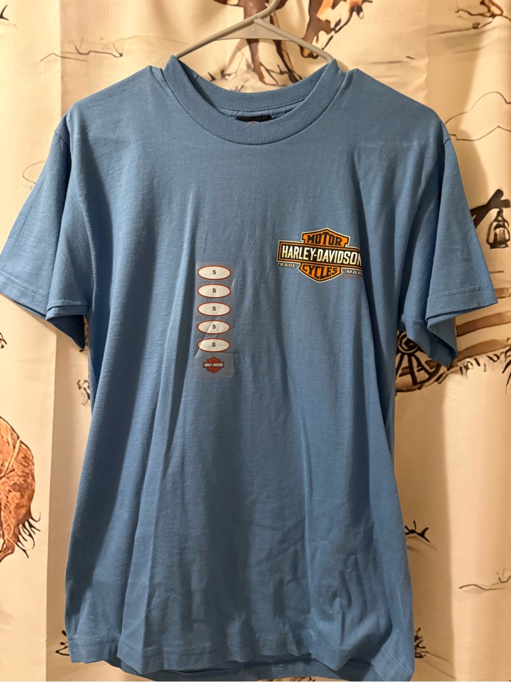 Harley-Davidson Blue Short Sleeve Logo Tee with Small Chest Crest